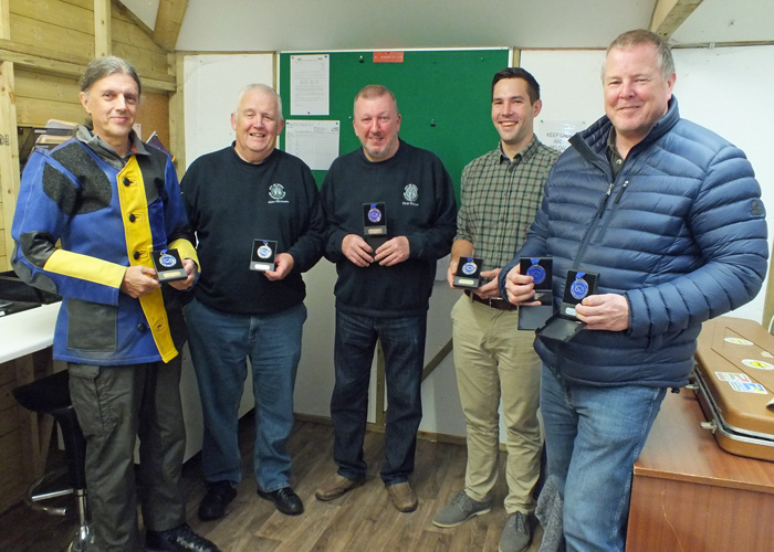 Photograph shows (left to right) Kevin Halfpenny, Alan Whitmore, David Walker, Fraser Philp and Dom Paskin with their medals.