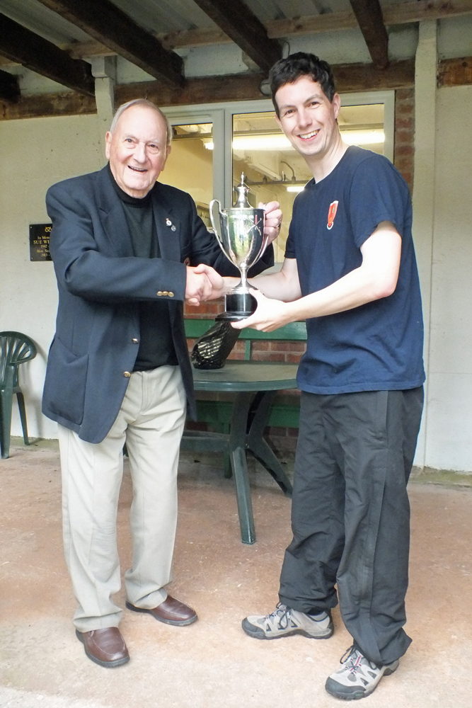 Photograph shows SSRA President - Mike B.P. Willcox (pictured left), presenting the Michelin Cup for 2024 to Richard Hemingway (pictured right).