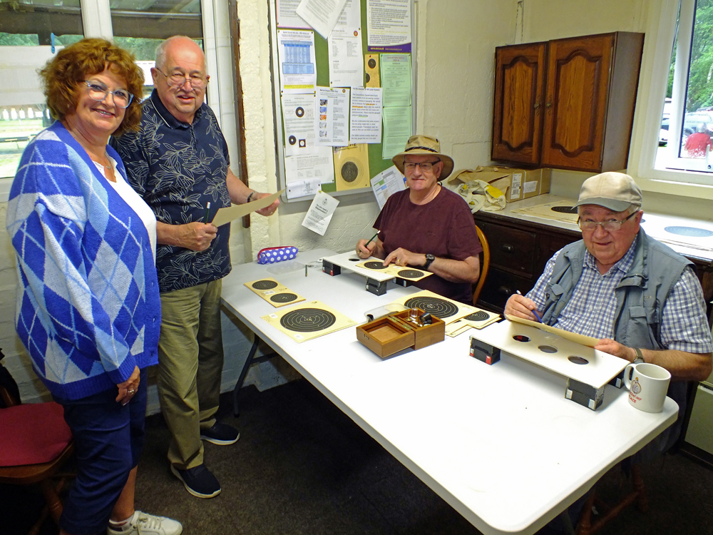Photograph shows members of the SSRA Official Scoring Team - pictured left to right - Judith Simcock, John Wilshaw, Jeff Hickson and Fred Dukes.