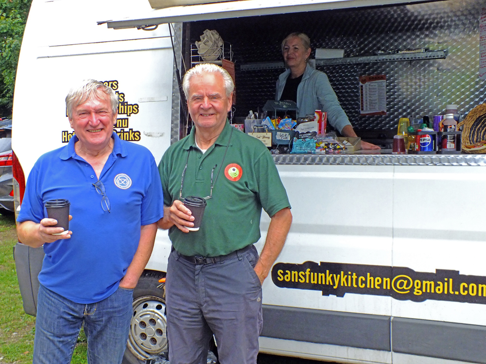 Photograph shows Alan Boyles (pictured left) and Tony Errington (pictured right) enjoying a well earned brew after a busy session officiating. Come on lads ... back to it!