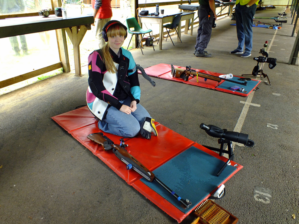 Photograph shows Phoebe Houghton looking totally relaxed on the firing line, and eager to commence her next detail.