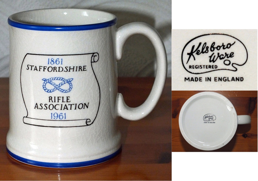 Photograph shows the Staffordshire Rifle Association Centenary Mug 1861-1961.