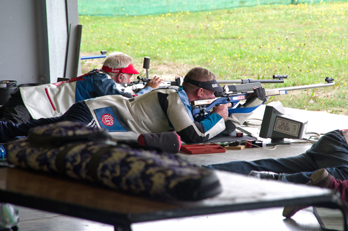 Photograph shows Martyn Buttery, pictured right, competing in the Champion of Champions Competition 2014 at Bisley.