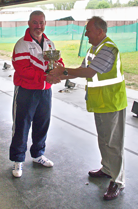 Photograph shows Martyn Buttery, pictured left, receiving The F.G. Troke Rose Bowl for 2014 from Mike Willcox.