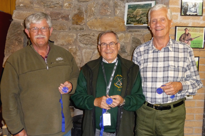 Photograph shows (left to right) Mike Peacock, John Machin and John Phillips - all of Leek and District Shooting Club - proudly displaying their medals.