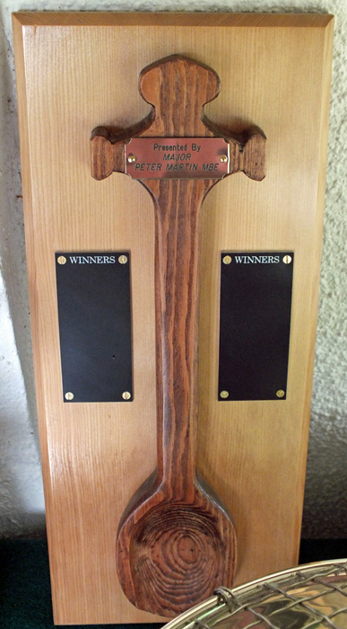 Photograph shows Wooden Spoon Trophy.