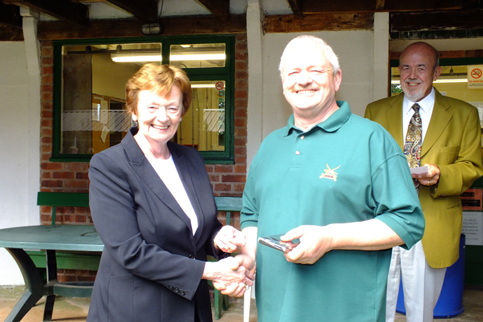 Photograph shows Mary Jennings, pictured left, presenting the Staffordshire Class 'B' Aggregate 2nd Place Medal to Craig Howell, pictured right.
