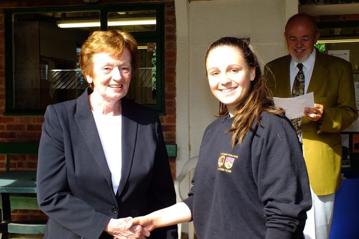 Photograph shows Mary Jennings, pictured left, congratulating Shannon Davies, pictured right, on becoming Top Junior Shooter in the Open Competition.