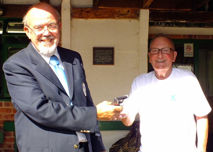 Photograph shows SSRA Chairman - Richard Tilstone (pictured left), presenting Medal to Mike Willcox (pictured right).