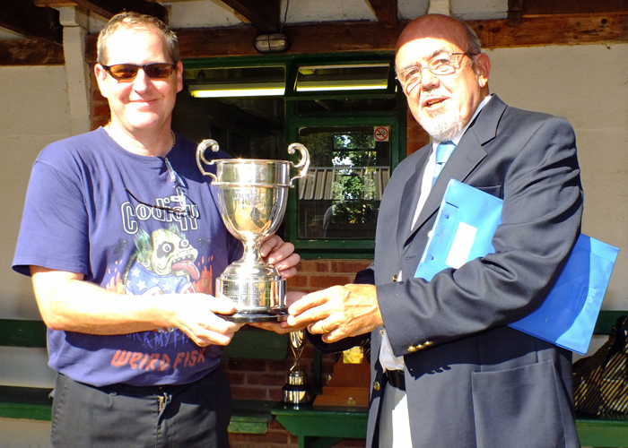 Photograph shows SSRA Chairman - Richard Tilstone (pictured right), presenting the R.W. De Nicolas Memorial Trophy to Paul Baron (pictured left).