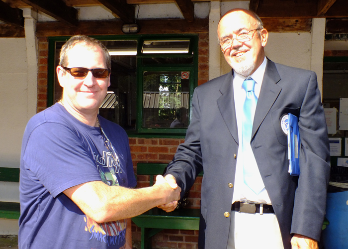 Photograph shows SSRA Chairman - Richard Tilstone (pictured right), congratulating Paul Baron (pictured left) on winning the Stafford Plaque.
