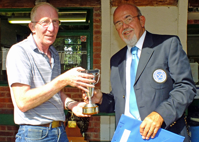 Photograph shows SSRA Chairman - Richard Tilstone (pictured right), presenting the Miniature Rifle Cup to Steve Rowe (pictured left).