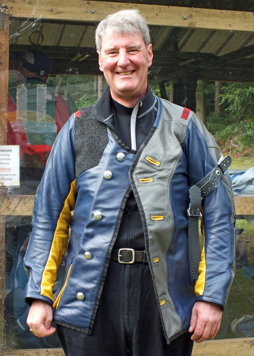 Photograph shows Neil Almond suitably attired and ready for action.
