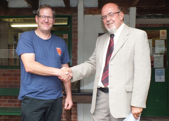 Photograph shows SSRA Chairman - Richard Tilstone (pictured right), congratulating Paul Baron (pictured left) on winning the Stafford Plaque.