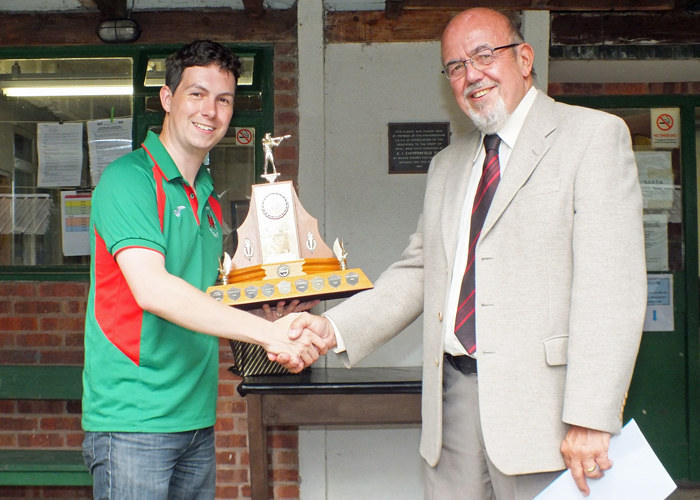 Photograph shows SSRA Chairman - Richard Tilstone (pictured right), presenting the 50 Metres Trophy to Richard Hemingway (pictured left).