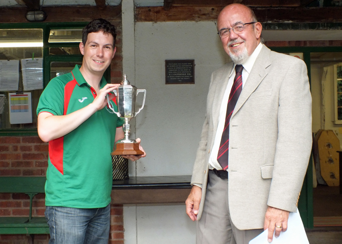 Photograph shows SSRA Chairman - Richard Tilstone (pictured right), presenting the Albert Greatrex Cup to Richard Hemingway (pictured left).