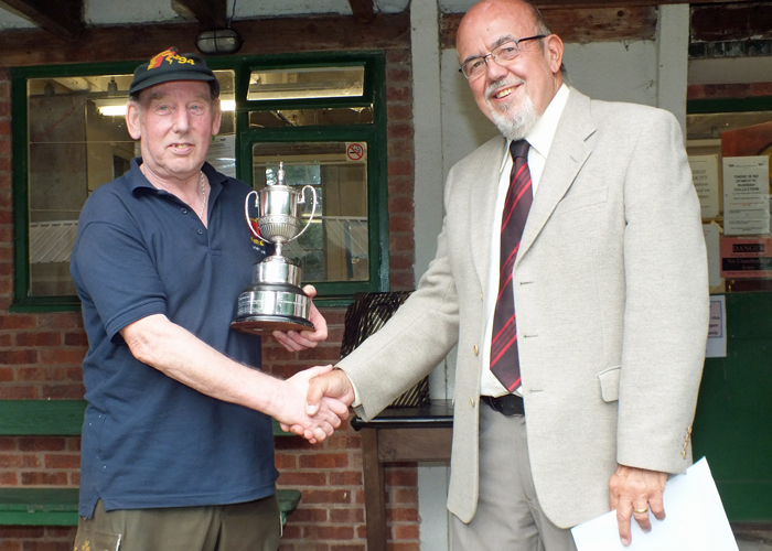 Photograph shows SSRA Chairman - Richard Tilstone (pictured right), presenting the Chipperfield Cup to Brian Parker (pictured left).