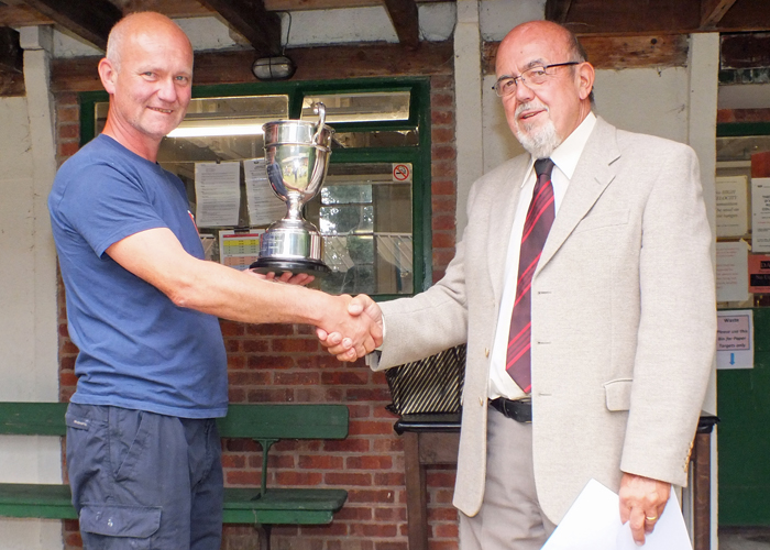 Photograph shows SSRA Chairman - Richard Tilstone (pictured right), presenting the R.W. De Nicolas Memorial Trophy to Paul Watkiss (pictured left).