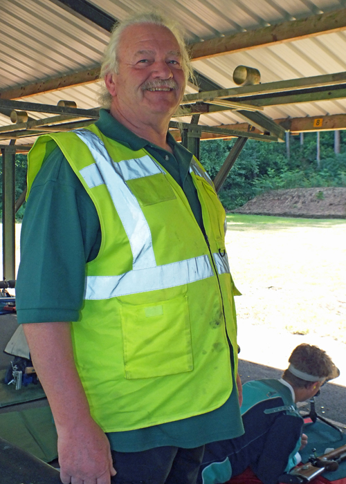Photograph shows SSRA Vice-Chairman Craig Howell on the firing points, taking charge superbly as Range Officer.