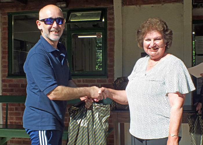 Photograph shows Gavin Scott-Brooker (pictured left) receiving the Staffordshire Open Prize - Class C - 2nd Place Award from Mrs. Janet Troke (pictured right).