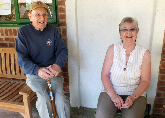 Photograph shows SSRA stalwart Mike Willcox (pictured left) and friend relaxing under the much welcomed shade of the clubhouse verandah.
