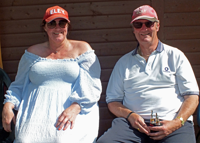 Photograph shows Mrs. Scott-Brooker (pictured left) and Neil Almond (pictured right) relaxing in the hot sunshine after a very enjoyable day's competition.