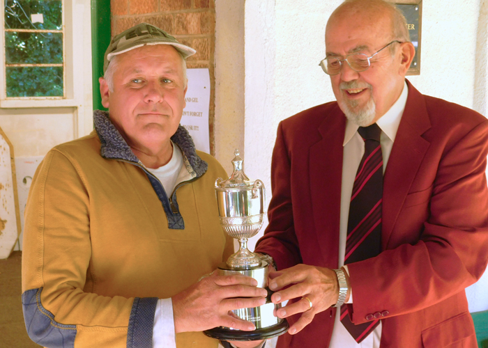 Photograph shows SSRA Chairman - Richard Tilstone (pictured right), presenting the E.J. Chipperfield Cup to Graham Delaney (pictured left).