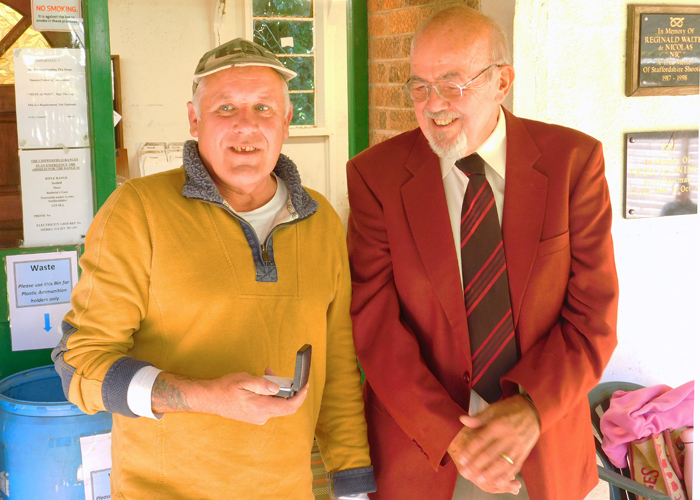 Photograph shows SSRA Chairman - Richard Tilstone (pictured right), presenting the NSRA County Silver Medal to Graham Delaney (pictured left).