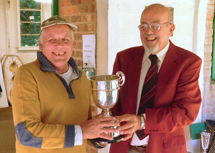 Photograph shows SSRA Chairman - Richard Tilstone (pictured right), presenting the R.W. De Nicolas Memorial Trophy to Graham Delaney (pictured left).