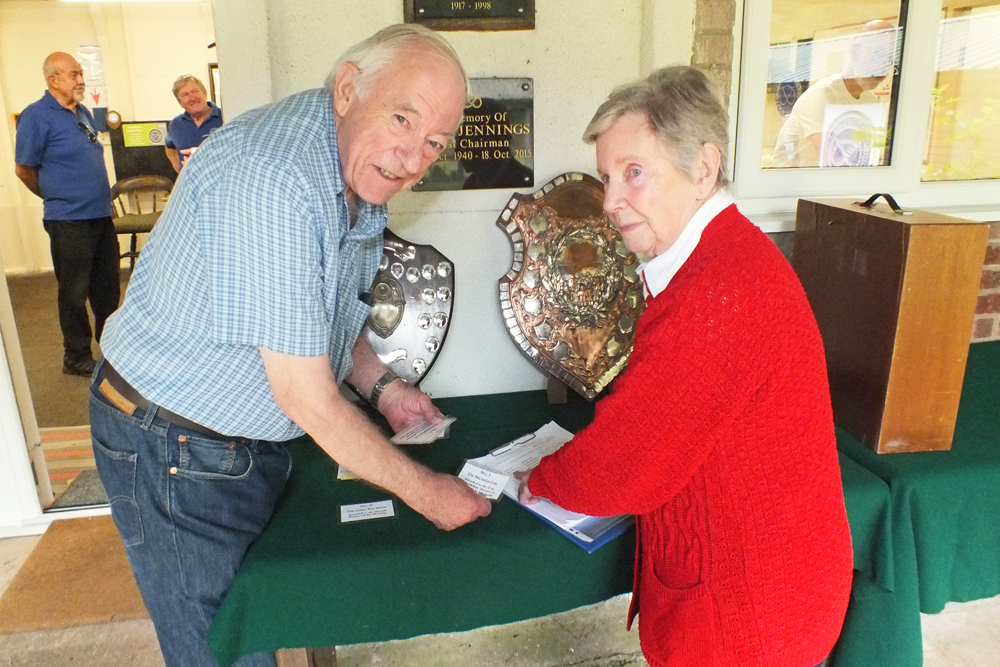 Photograph shows SSRA Trophies Secretary Dave Bayley (pictured left), being ably assisted by his wife Margaret (pictured right), as they set out the stunning array of silverware in readiness for the presentations.