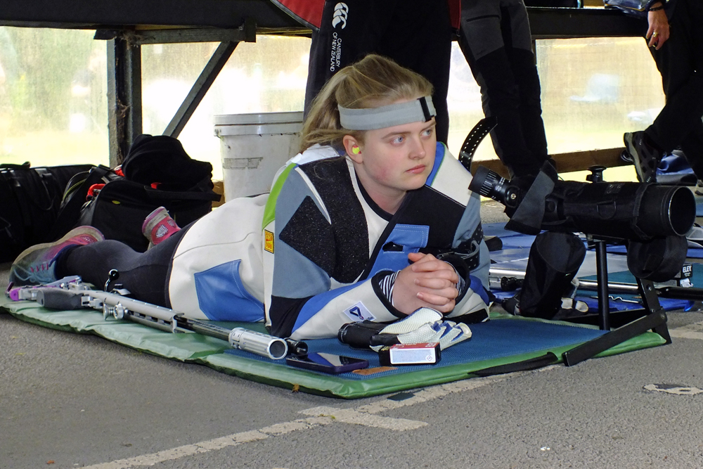 Photograph shows Helen Robinson completely focused on the task ahead of her. A picture of concentration.