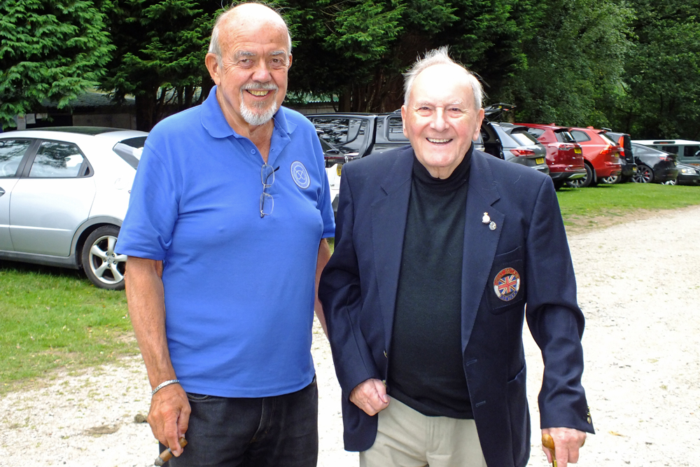 Photograph shows SSRA Chairman Richard Tilstone (pictured left), warmly greeting SSRA President Mike B.P. Willcox on his arrival.