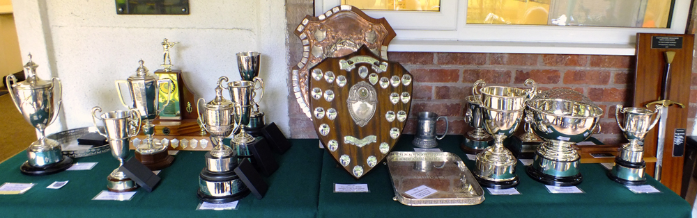 Photograph shows the stunning Staffordshire Confined Trophies, plus the Staffordshire Open Salver which were up for grabs on the day.
