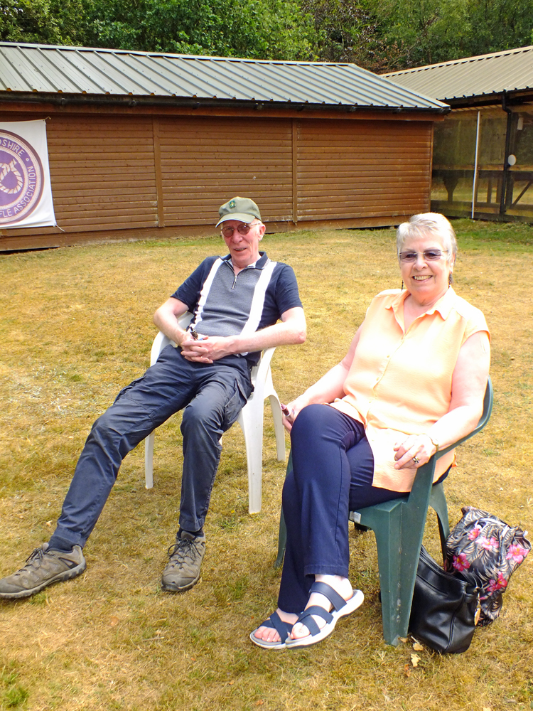 Photograph shows Steve Rowe (pictured left) relaxing in the afternoon sunshine, before the presentations commenced.