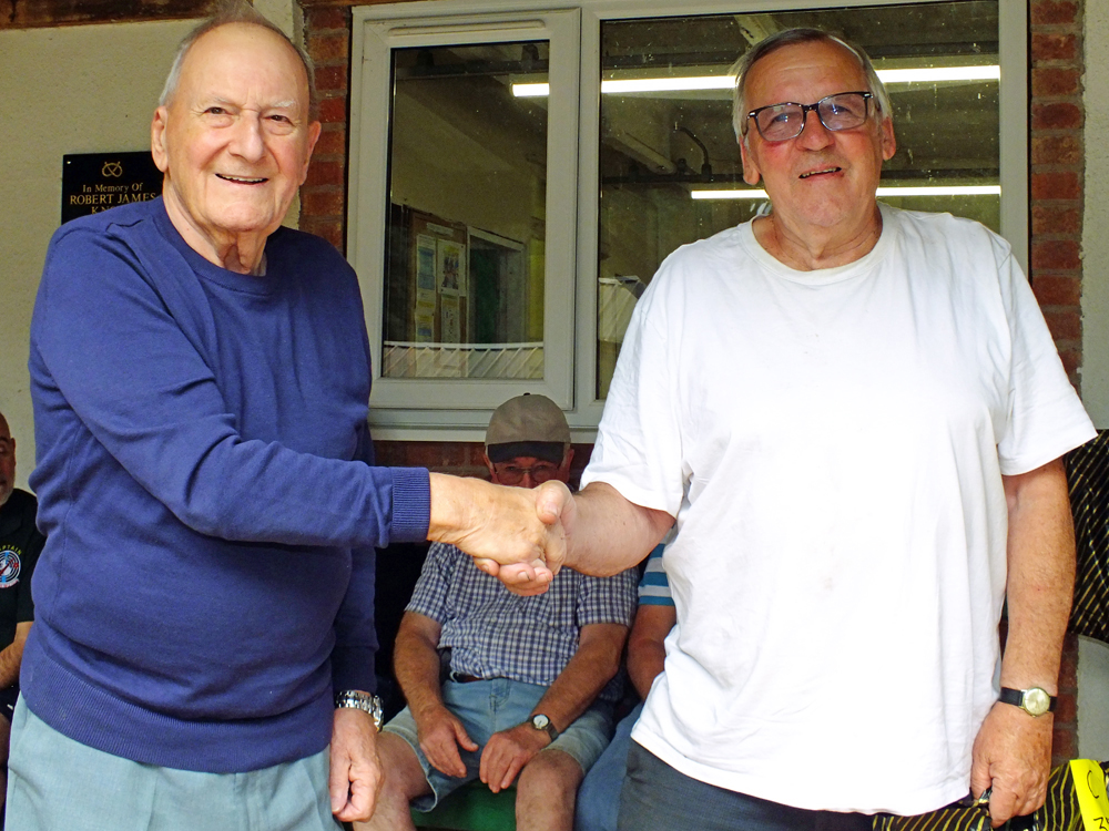 Photograph shows SSRA President - Mike B.P. Willcox (pictured left), presenting the Staffordshire Open - Class C - 3rd Place Prize for 2026 to Ian Abbotts (pictured right).
