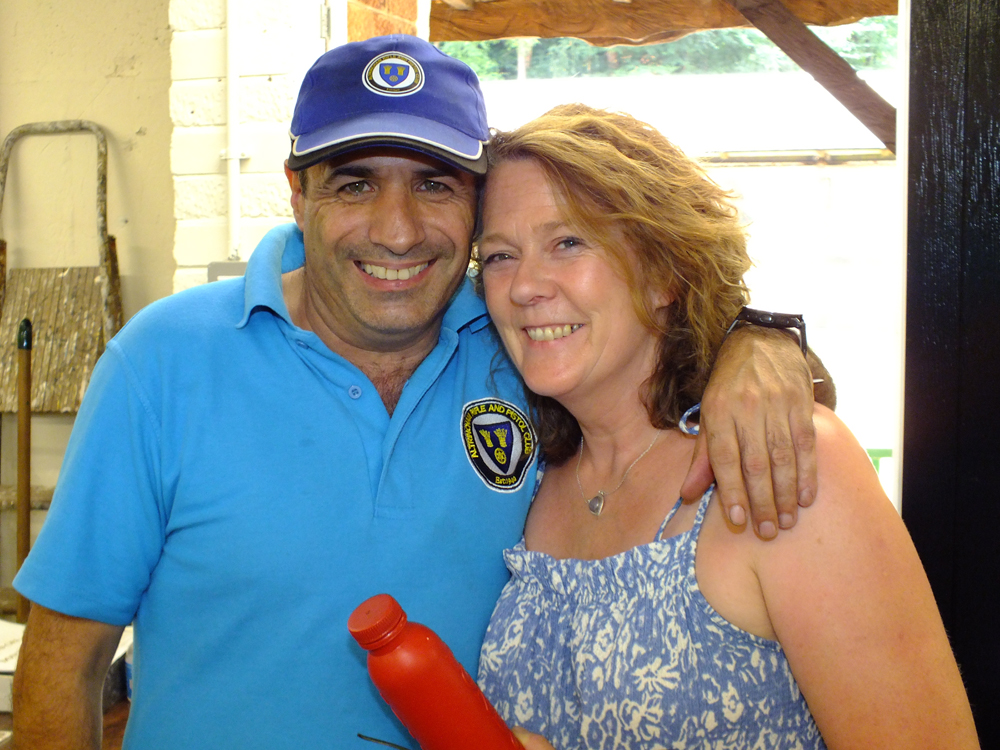 Photograph shows Kosta Loukas and Dawn Hunt taking time-out after a very busy and thoroughly enjoyable day!