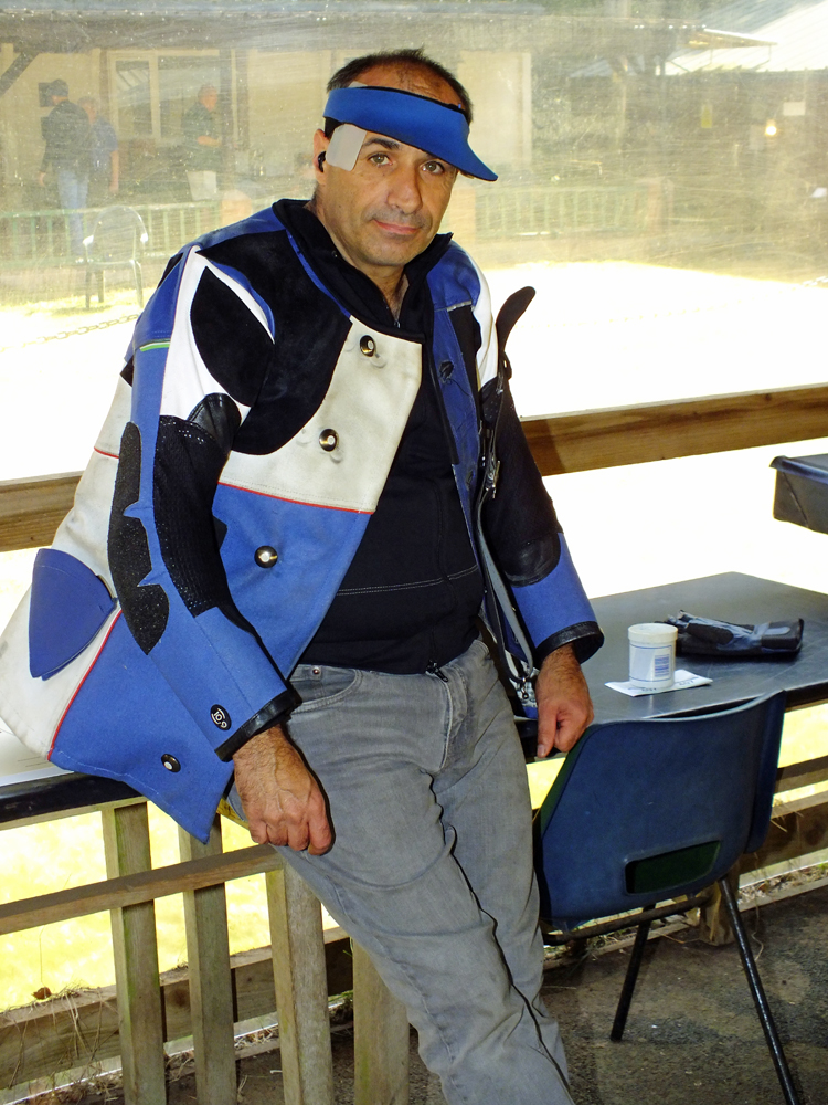 Photograph shows Kosta Loukas chilling on the firing line before battle commences!