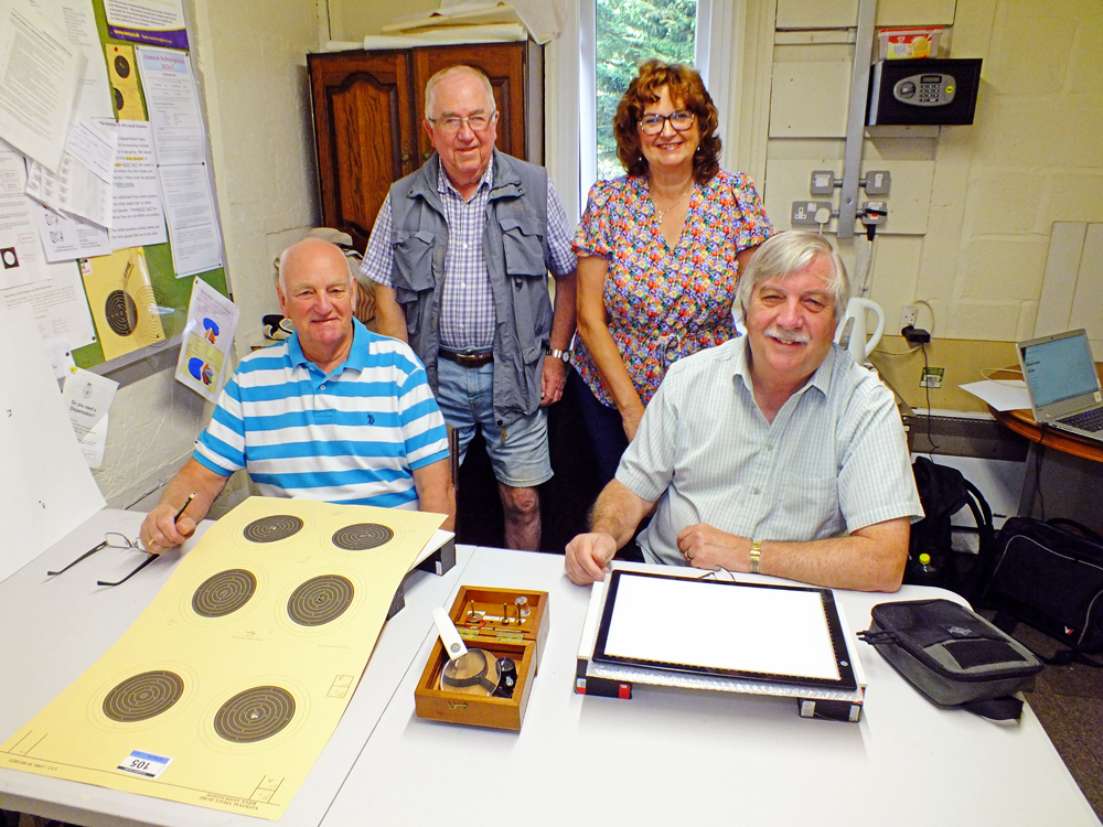 Photograph shows members of the SSRA Official Scoring Team - (pictured left to right) - Jeff Hickson, Fred Dukes, Judith Simcock, and Osborn Spence.
