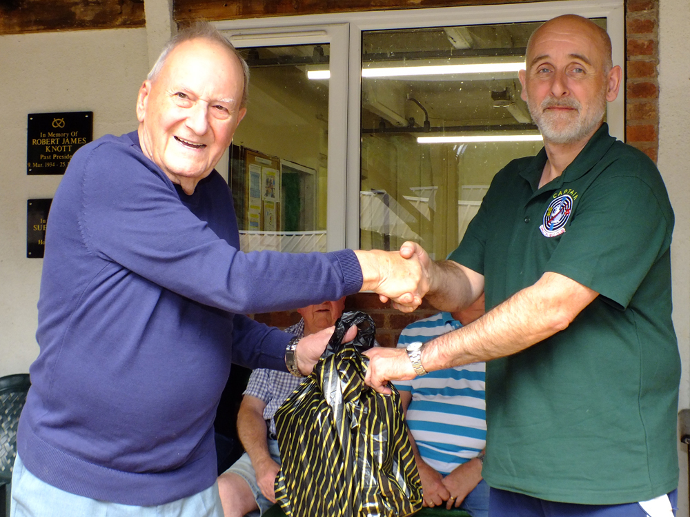 Photograph shows SSRA President - Mike B.P. Willcox (pictured left), presenting the Staffordshire Open - Class A - 1st Place Prize for 2026 to Gavin Scott-Brooker (pictured right). Gavin Scott-Brooker received the prize on behalf of Simon Green, who was unable to receive his prize on the day.