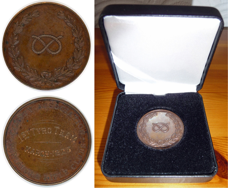 Photograph shows the Staffordshire County Association - Miniature Rifle Clubs - 1st Tyro Team - March 1923 Medal.
